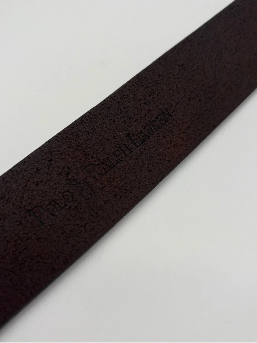 Vintage POLO RALPH LAUREN Leather Belt Mens 38 Brown Brass Buckle Oval Plaque